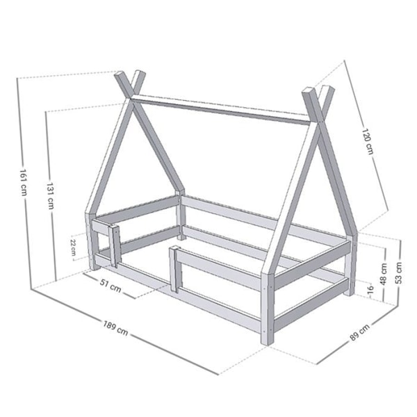 NAKANA barnhyttsäng 80 x 180 pastellrosa Rosa