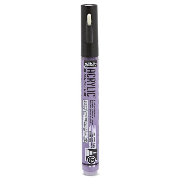 Marker - Pébéo - Akrylmärkare - Fin spets 1,2 mm - Färg Lavendel - Oupphörlig Lavendel