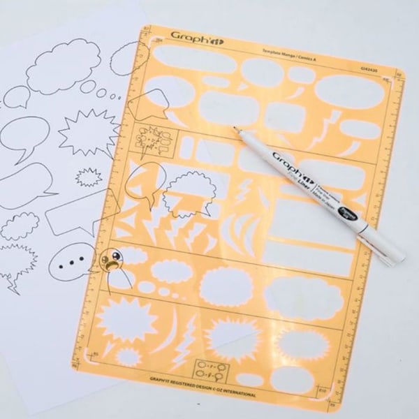 Gabaritti - Graph'It - Malli B - A4 - 25 erilaista muotoa - Sekoitus Orange