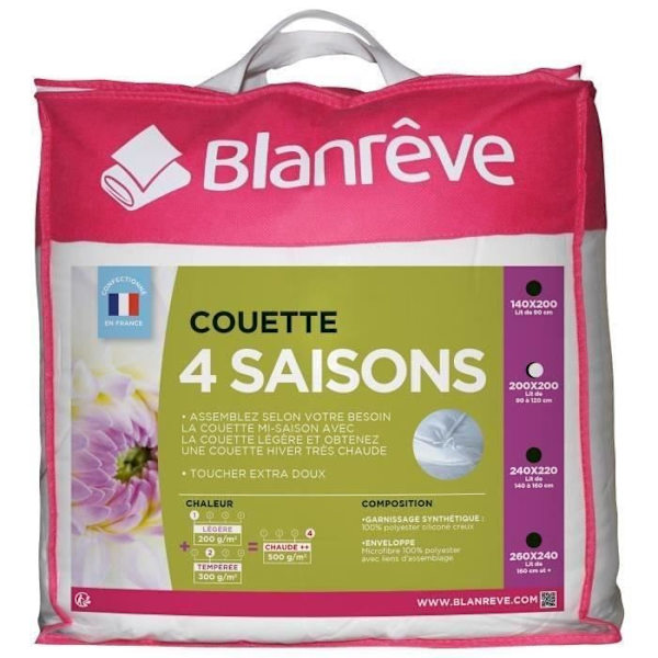 BLANREVE 4-säsongsduvet - 200 x 200 cm - Vit