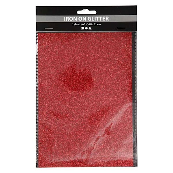Rött glitter på järnpapper - 14,8 x 21 cm Röd