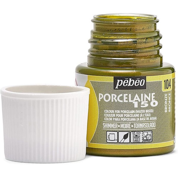Porcelænsmaling - Pebeo - Porcelæn 150 - Sæt med 5 flasker - Skinnende bronze - 45 ml Grön