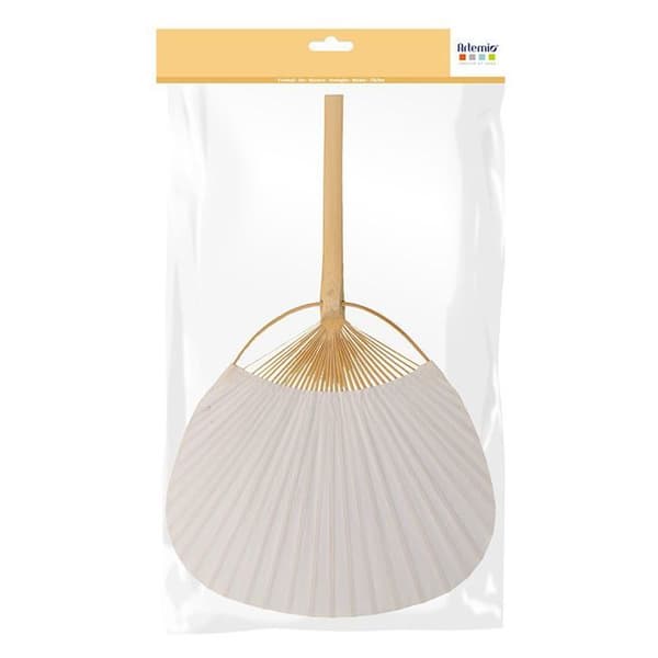 Fläkt - Artemio - 37 cm - Bambus - Papper - Festdekoration Vit