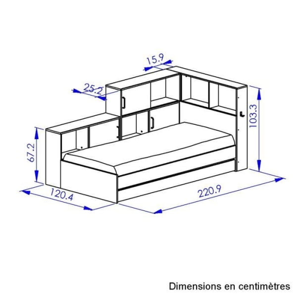 GAMI Erwan Børneseng med opbevaring - Hvid og grå indretning - 90 x 200 cm vitt och grått