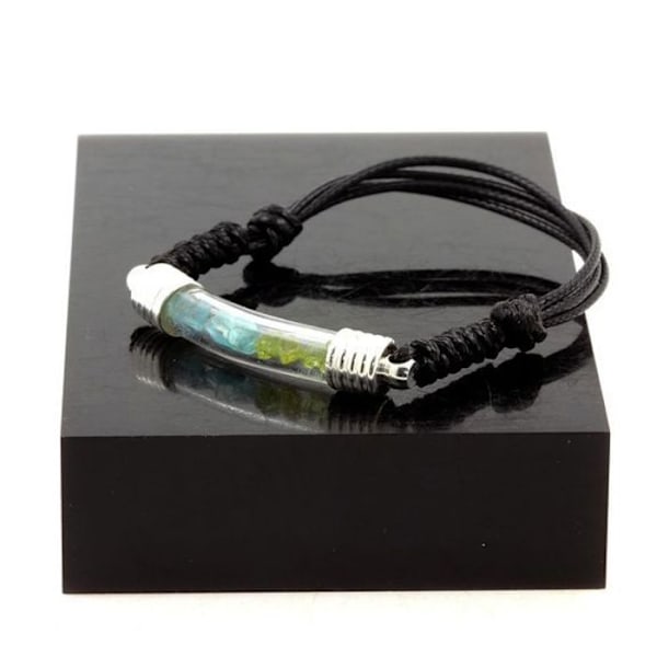 Armbånd - ABIJOUX - Peridot + Apatite Paraiba - Justerbar 16-24 cm - Mix - Sort svart