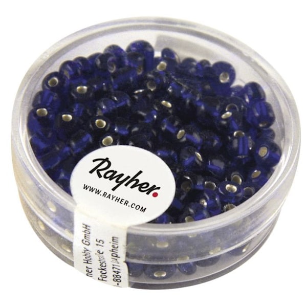 Rokailit hopeakoristeella, 4 mm, tummansininen, laatikko 17 g