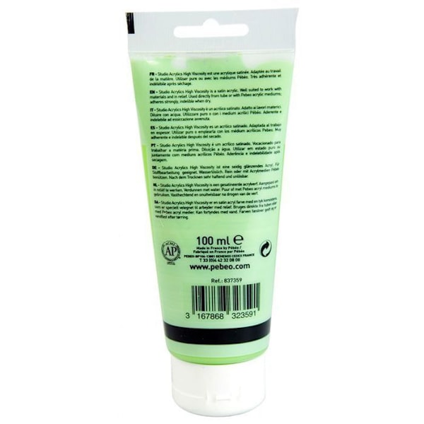 Akryylimaali - PEBEO - Tube Dyna Vihreä Keltainen Iriidescentti 100ml - Satinoitu - Extra-fine grönt och gult