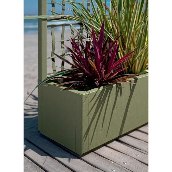 Ethica rektangulær blomsterkasse 80 cm med taupe espalier Mol