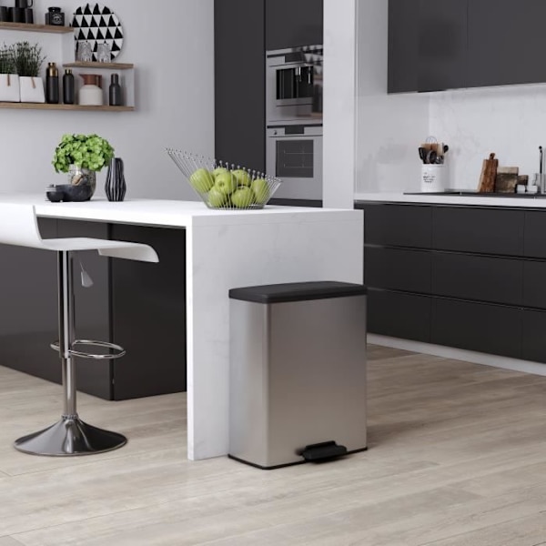 Pedalspand Rektangulær - DECO BIN - 65 L - Metalgrå - Curver Metalgrå