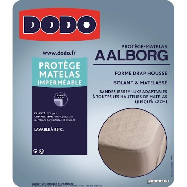 DODO Aalborg patjasuoja - Tikattu ja vedenpitävä - 140x190 cm Vit