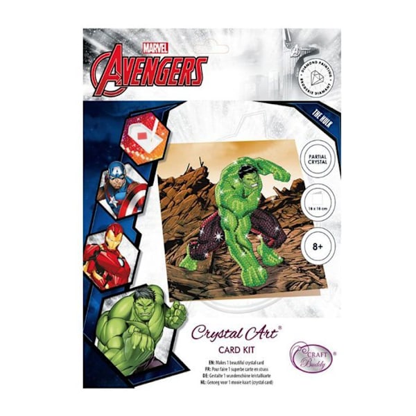 Crystal Art diamantkort - Hulk - 18 x 18 cm Flerfärgad