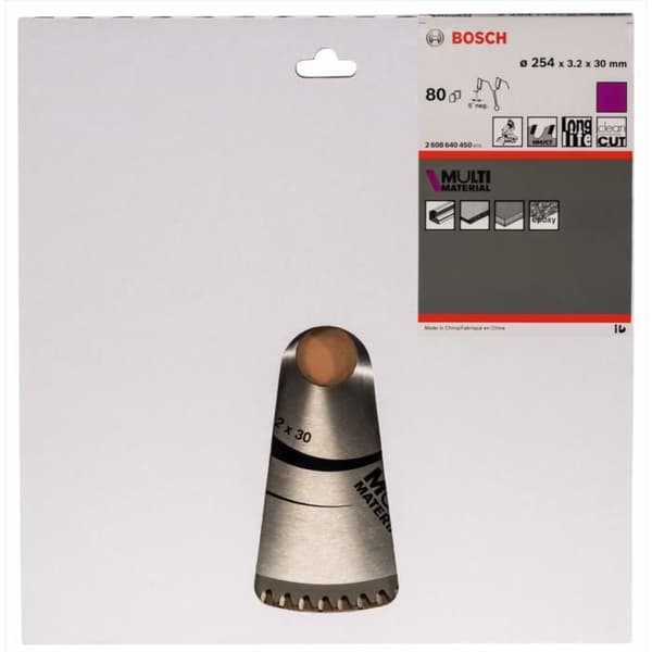 BOSCH cirkelsavblad 254 x 30 x 3,2 mm (80 tænder) - Multimaterialer