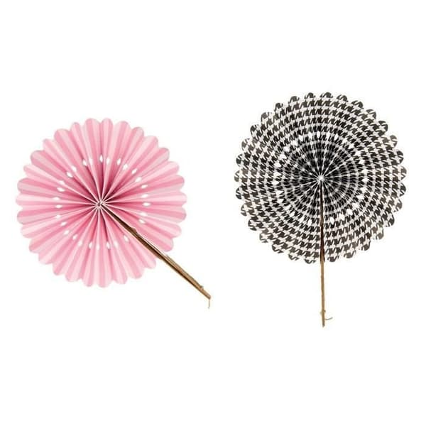 6 papirvifter i rosa og sort Svart, Rosa
