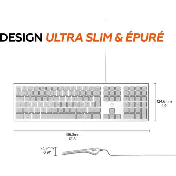MOBILITY LAB ML304304 - Wired Touch Design Keyboard med 2 USB til Mac - AZERTY - Hvid og sølv