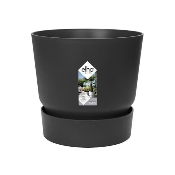 ELHO Greenville 30 pyöreä kukkaruukku - Ulkona - Ø 29,5 x P 27,8 cm - Musta elävä Lev svart