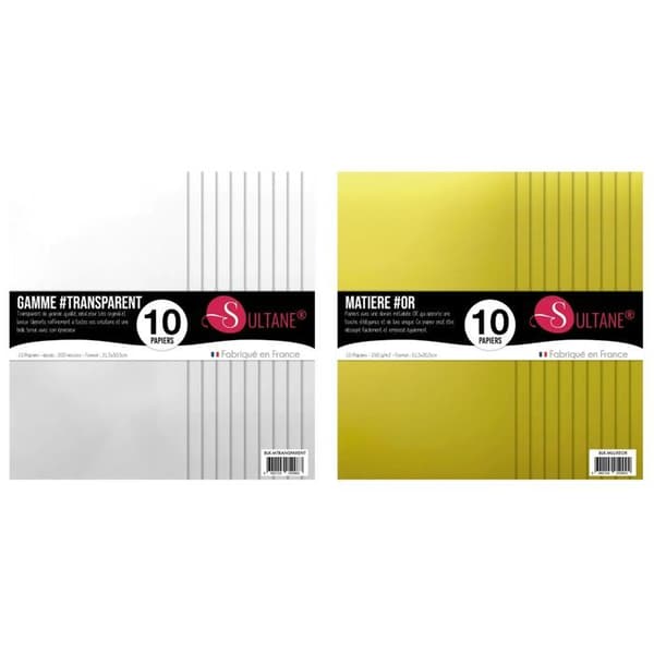 Pack Scrapbooking papper Guld och Transparent för embossing gyllene