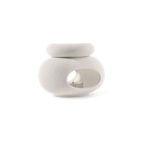 Minimal hvid keramisk brænder med steneffekt beige