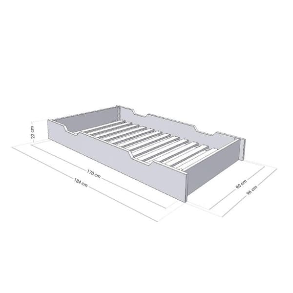 Rulleskuffe til opbevaring eller seng - hvid til seng 90 x 190 cm Vit