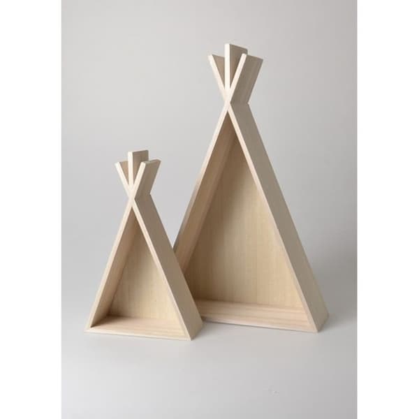 SÆT MED 2 TIPI VÆGHYLLER - TRÆ beige