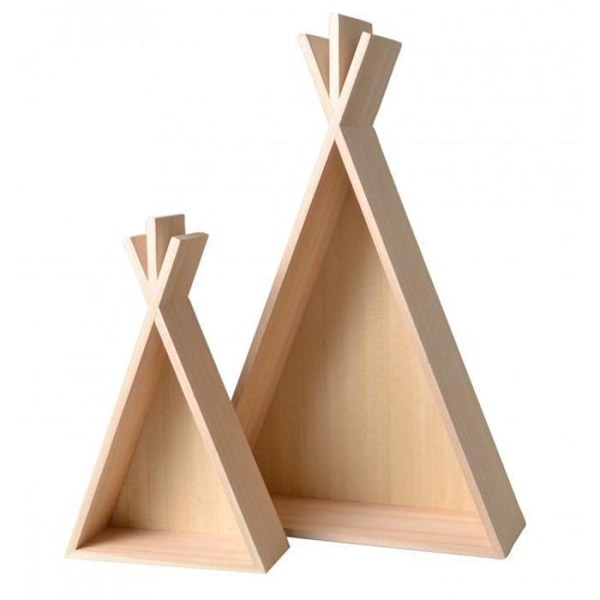 Tipi træhylde 2 dele Beige