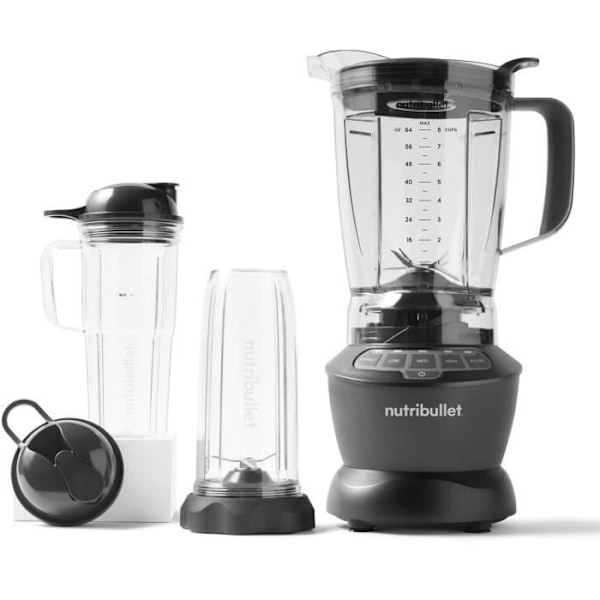 Blender - NUTRIBULLET - NBF500DG - 1200 Watt - Kande 1.65L - 2 kopper og 2 rejselock medfølger - Sort - BPA-fri Svart
