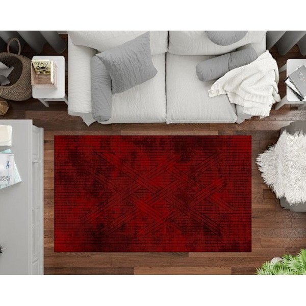 Matta - FISUN - Röd - 80x150 cm - Antislip - Maskintvättbar - Modern Röd