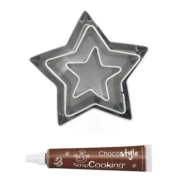 Chokoladepen + 3 mini stjernesmåkagedåser i rustfrit stål