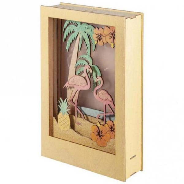 Dekorativ træramme med 3D-mønster - 20 x 30 x 6,7 cm - Flamingo Beige