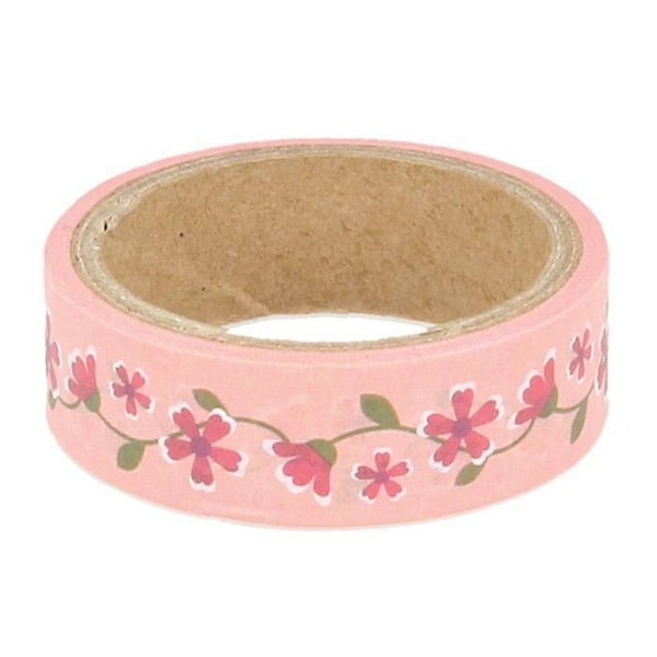 Maskeringstejp 5 m x 1,5 cm - Fleurs rosa Flerfärgad med blommönster