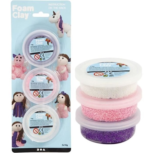 Assortiment af selvhærdende Foam Clay - Rosanengouer - 3 stk. Nuancerede roser