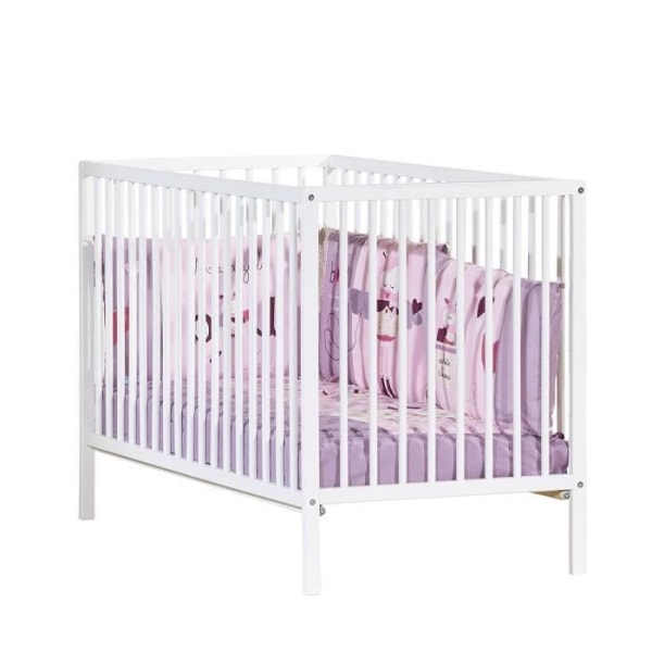 Babyseng - 120 x 60 cm - Babypris først - Alle tremmer - Hvidt træ Vit