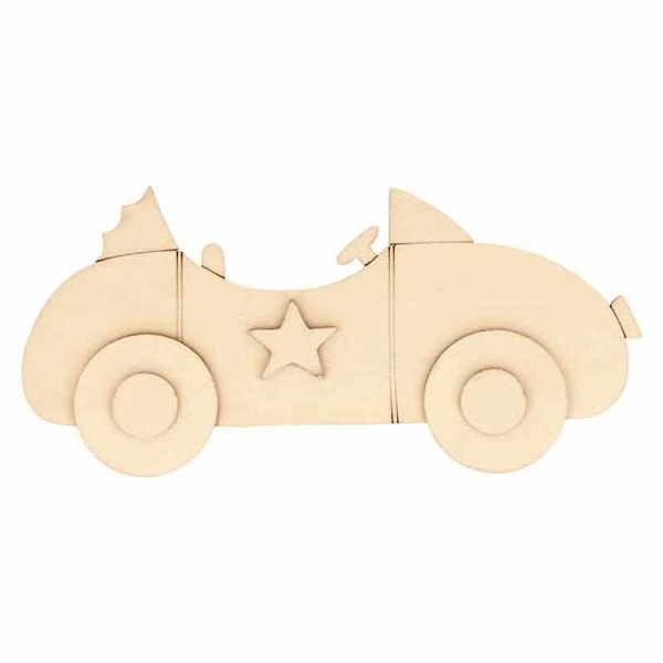 Dekorera träbil - Medium - 20 cm - Beige - Anpassningsbar - Dekorativa föremål Beige