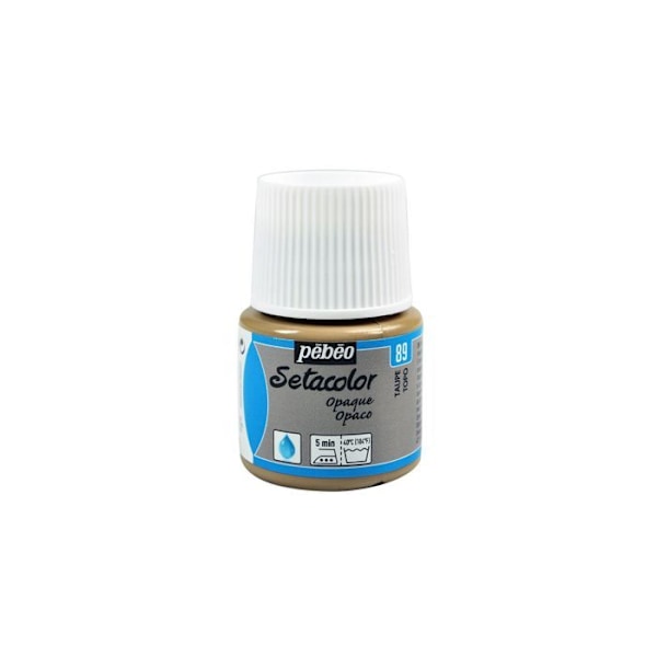 Tygfärg - PéBéo - Setacolor opak - Färg taupe - Flaska 45 ml - Blandet mol