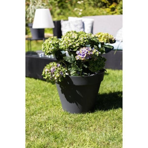 EDA Round Tuscan flower pot - Ø 40 x H 32 cm - 23 L - Anthracite grey Kolgrå