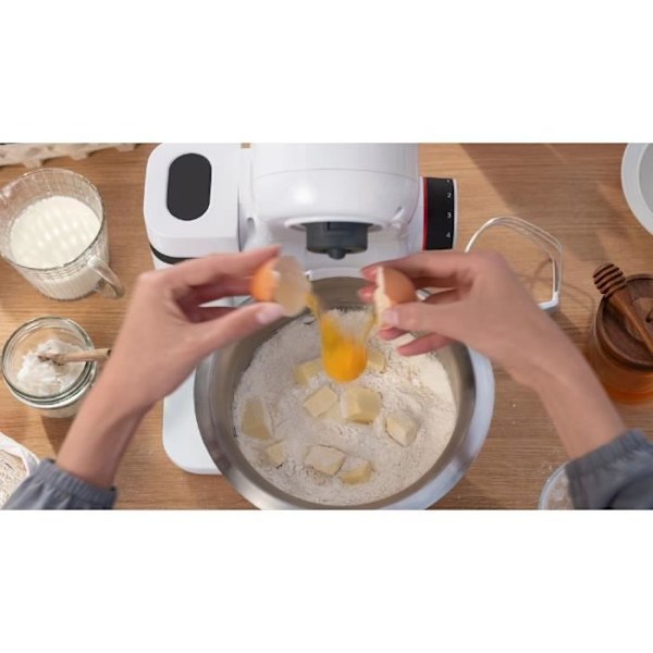 Kompakt multifunktionsrobot - BOSCH MUMS2EW20 - Stålskål - 3 skiver - blender 1,25L - Bagetilbehør inkluderet - hvid Vit