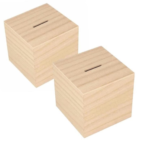 2 kubiska spargrisar i trä 8,7 x 8,7 cm