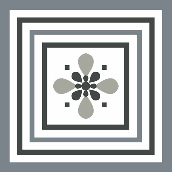Fleur De Lys grafisk fyrkantig självhäftande klistermärke - Draeger Paris Grå