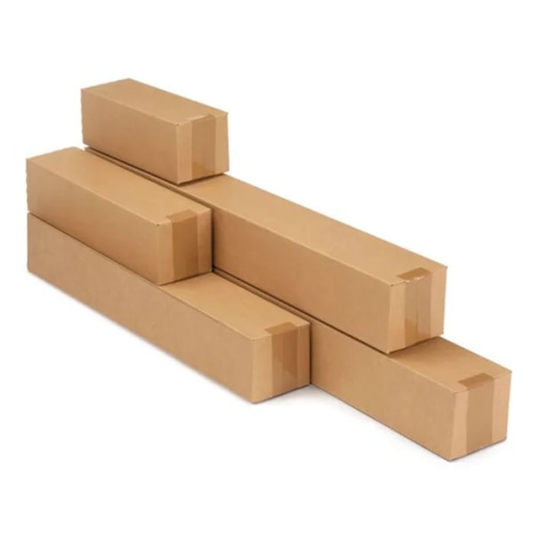 5 aflange emballagekasser 31 x 10,5 x 10,5 cm - Enkelt bølgepap kastanj