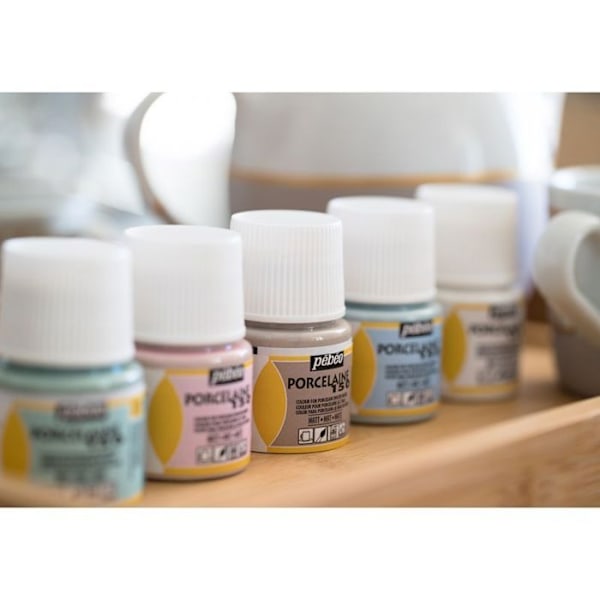 45 ml flaske P150 porcelænsmaling Mat HVID PULVER farve Vit
