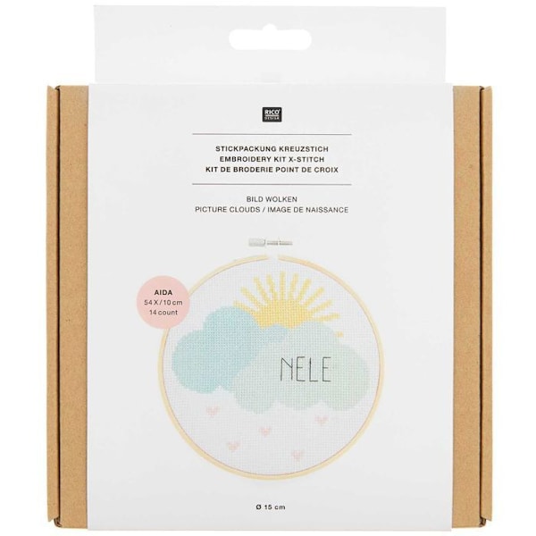 Moln födelsebroderi kit Flerfärgad