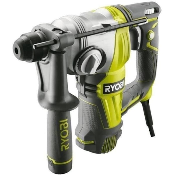 RYOBI - SDS+ 800 W 4-mode mejselbor - 3,0 Joule Epta + kasse, stop, 360° håndtag & 6 mm SDS+ bor - RSDS800-KC Grön
