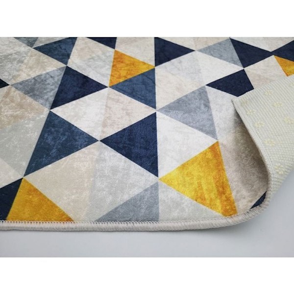 Matto - TRENDY - Kolmio - Liukumaton - Konepestävä - 160x230cm Blå og gul