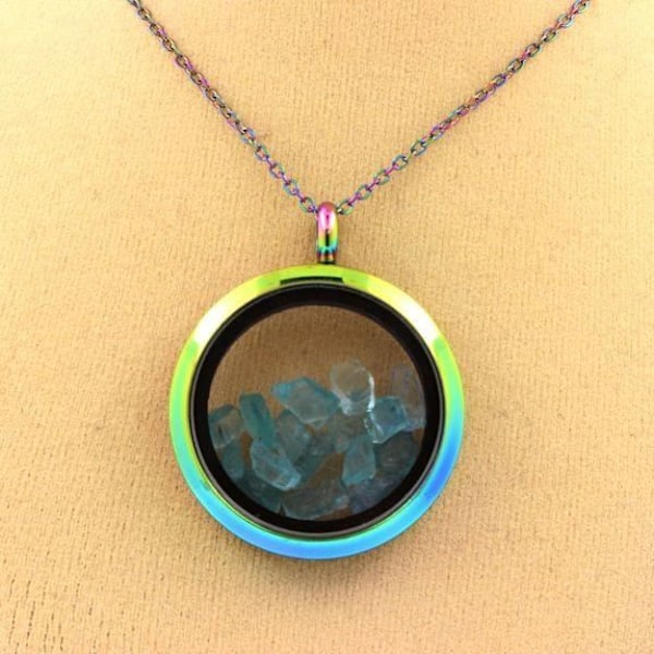 Collier - ABIJOUX - Apatit Paraiba brut - Multifarvet - Rustfrit stål - Unisex Flerfärgad