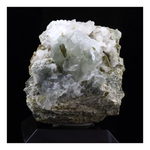 Sten og mineraler - ABIJOUX - Prehnit + Epidote - La Combe de la Selle, Bourg d'Oisans, Frankrig