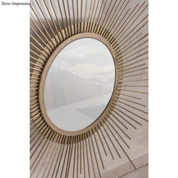Peili - Aurinko - 32 cm - Pyöreä - Beige - Ripustettava - DIY puusta Beige