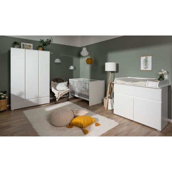 Bild 60A skåp - 2 gångjärnsdörrar - 2 lådor - Matt Vit - L80 x H191 x D55 cm Vit