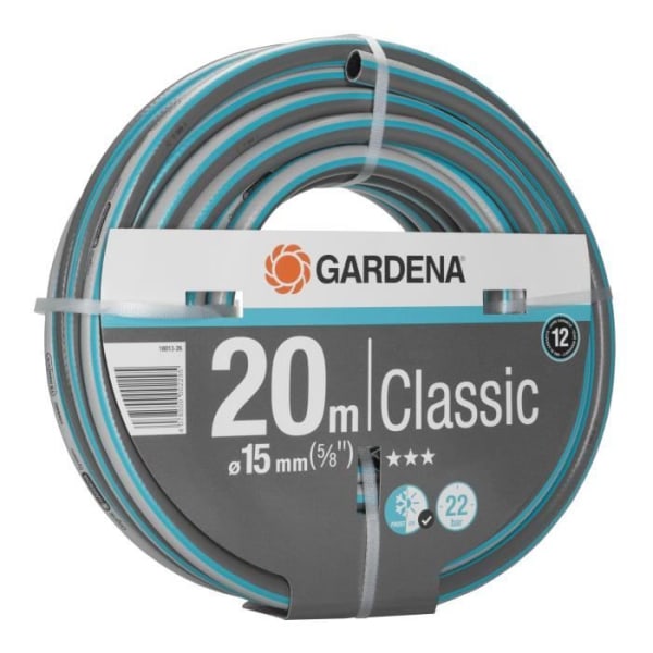 Klassisk GARDENA trädgårdsslang - Längd 20m - Ø15mm - Högtrycksmotstånd 22 bar - 12 års garanti