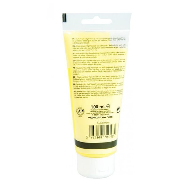 Akrylmaling - Pébéo - Studio - Primær gul - 100 ml - Satin Gul