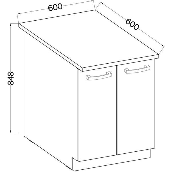 Underskab med 2 hængslede døre - Matgrå - L 60 x D 51,6 x H 85 cm - LASSEN Matt grå