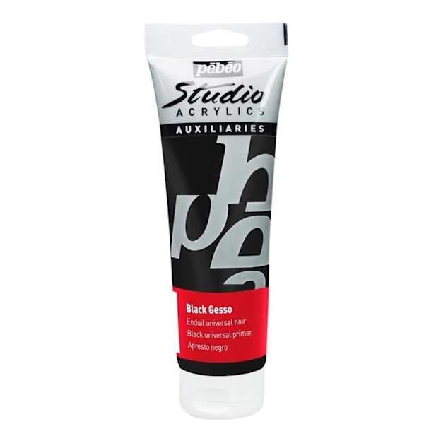Gesso - Pébéo - Svart - 250 ml - Matt - Målarfärg Svart